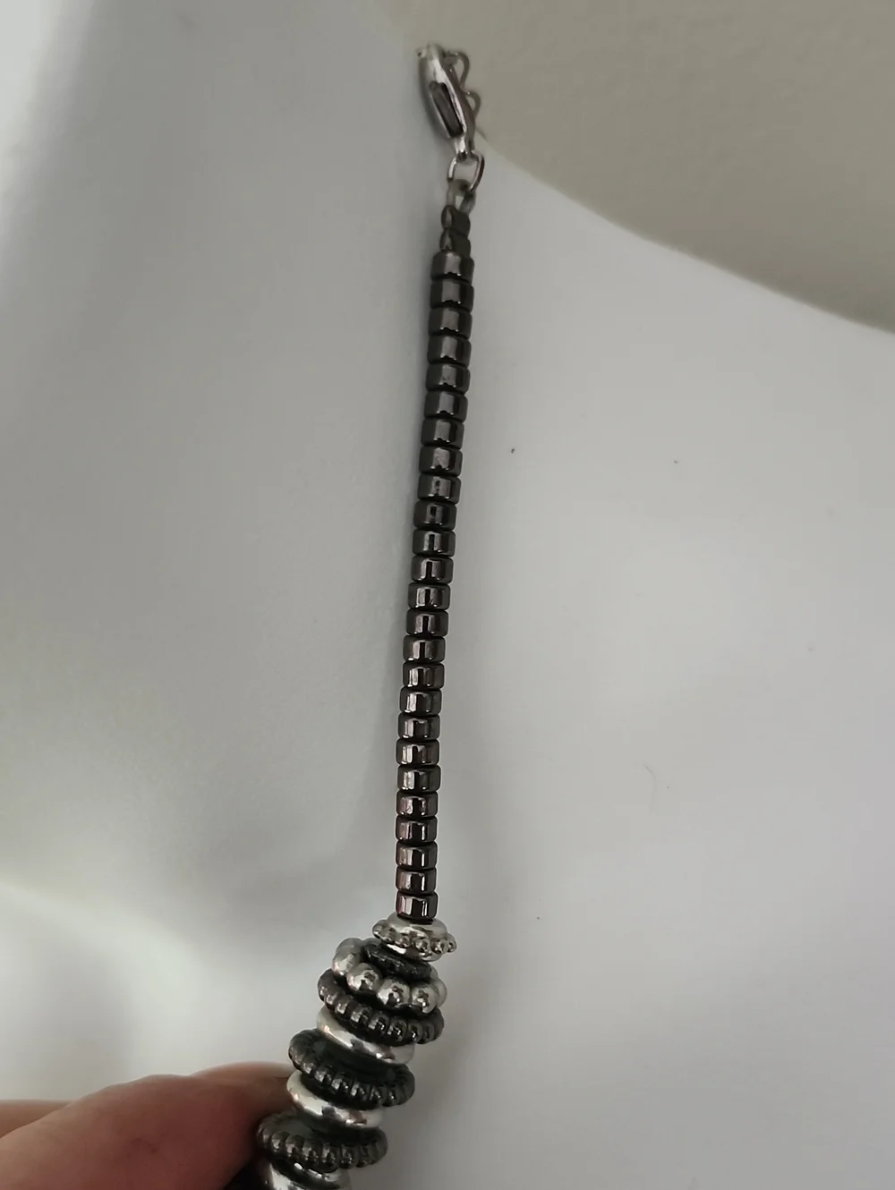 Bold Sterling-Look Gunmetal Bead Statement Necklace